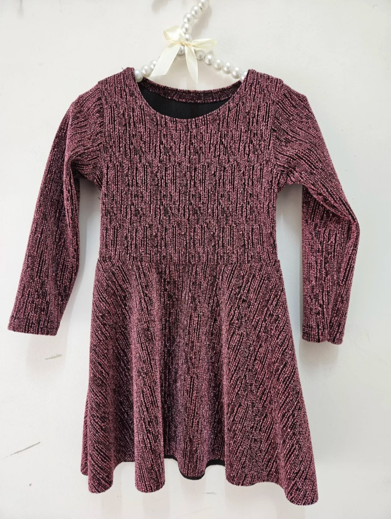 Großhändler Chicaprie - Glänzendes Lurex-Kleid für Feiern mit langen Ärmeln, fließend und für ein Baby Mädchen