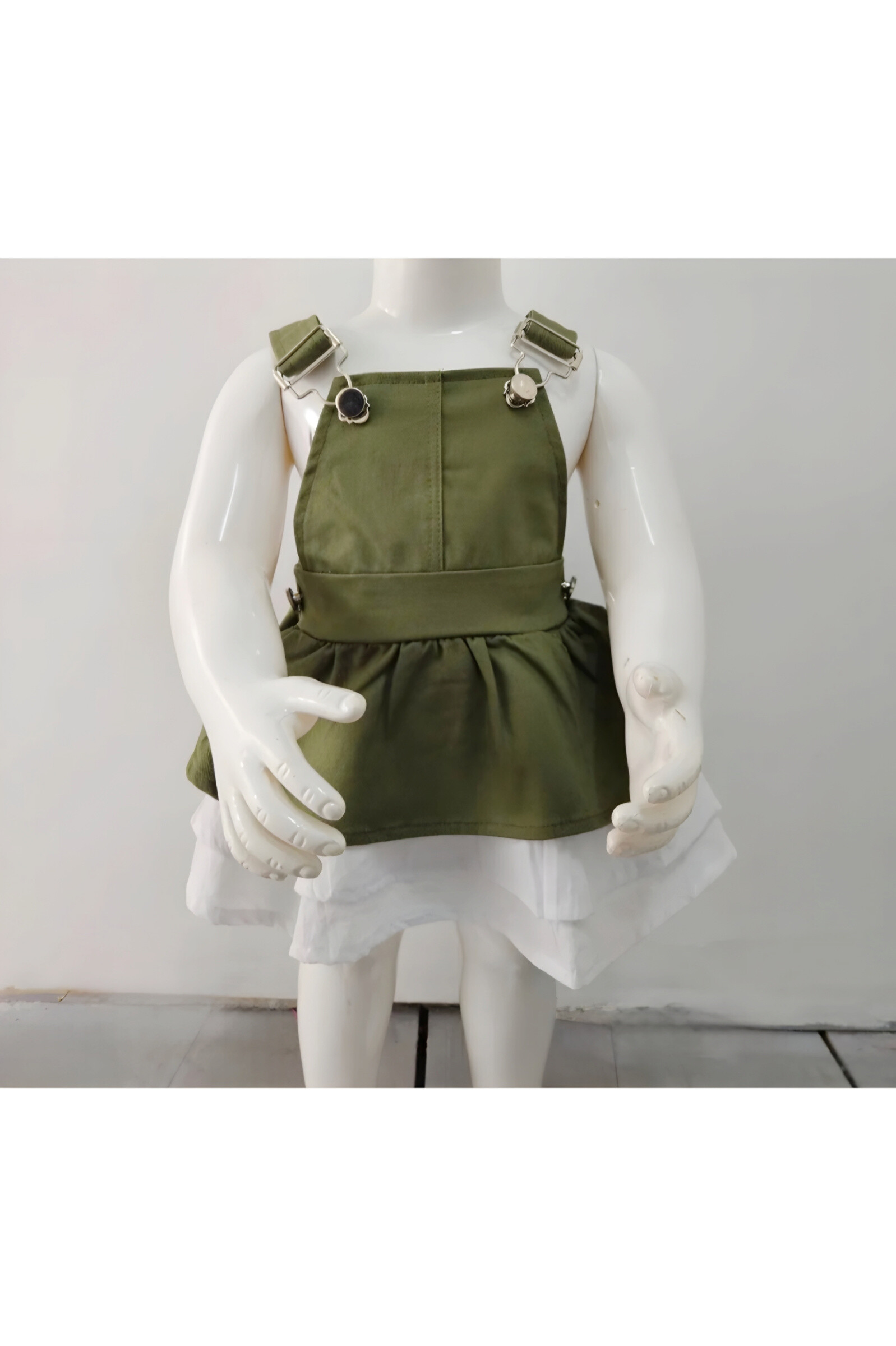 Grossiste Chicaprie - Robe Salopette Unie Avec Bas Volants Bébé Fille