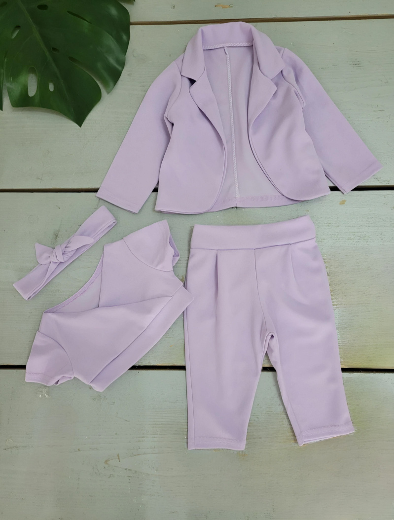 Mayorista Chicaprie - Conjunto elegante para bebé niña, compuesto por blazer, pantalón a juego y top cruzado