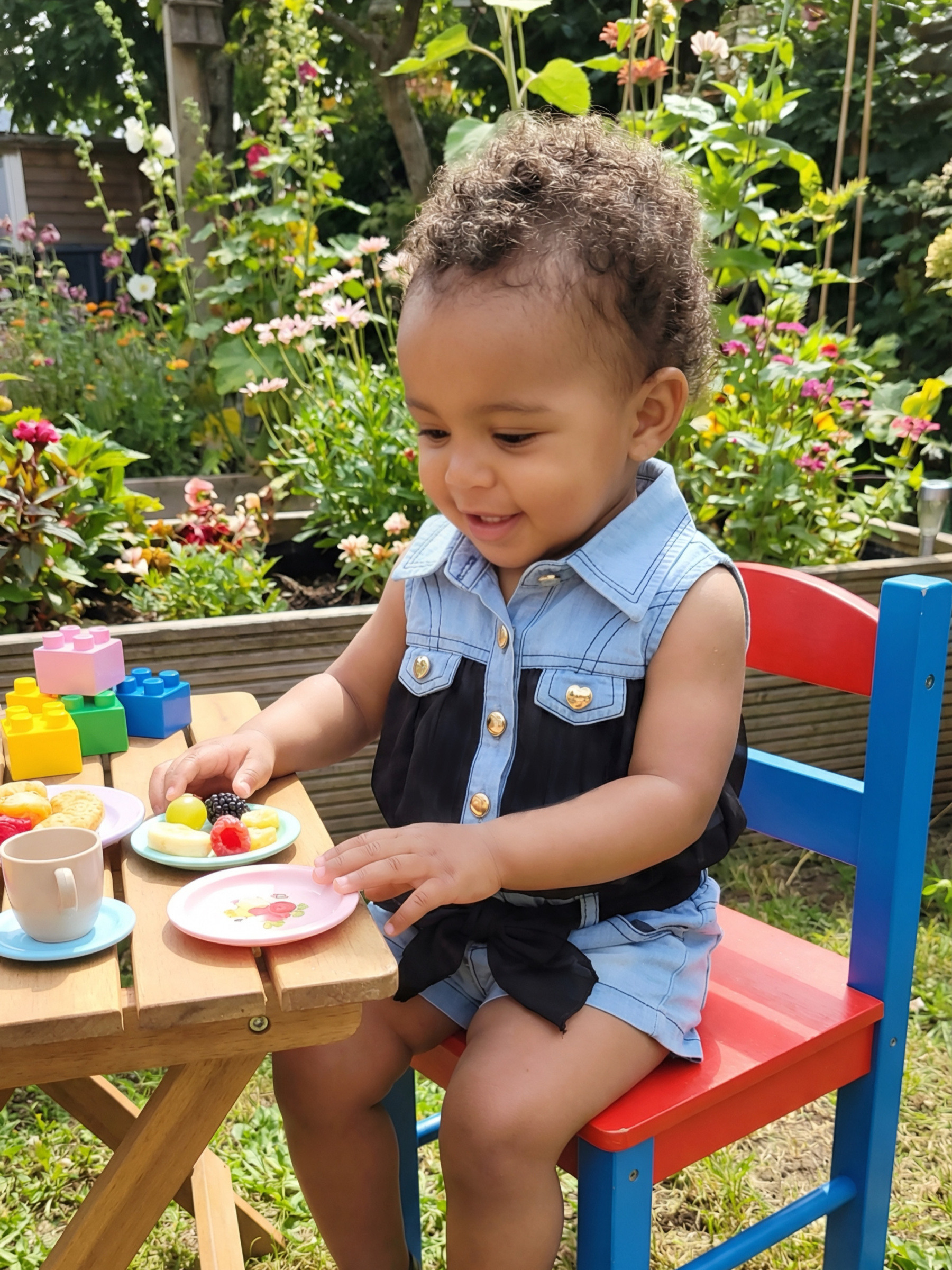 Großhändler Chicaprie - Set aus Tunika, Jeans-Shorts und buntem Schleier für Baby-Mädchen