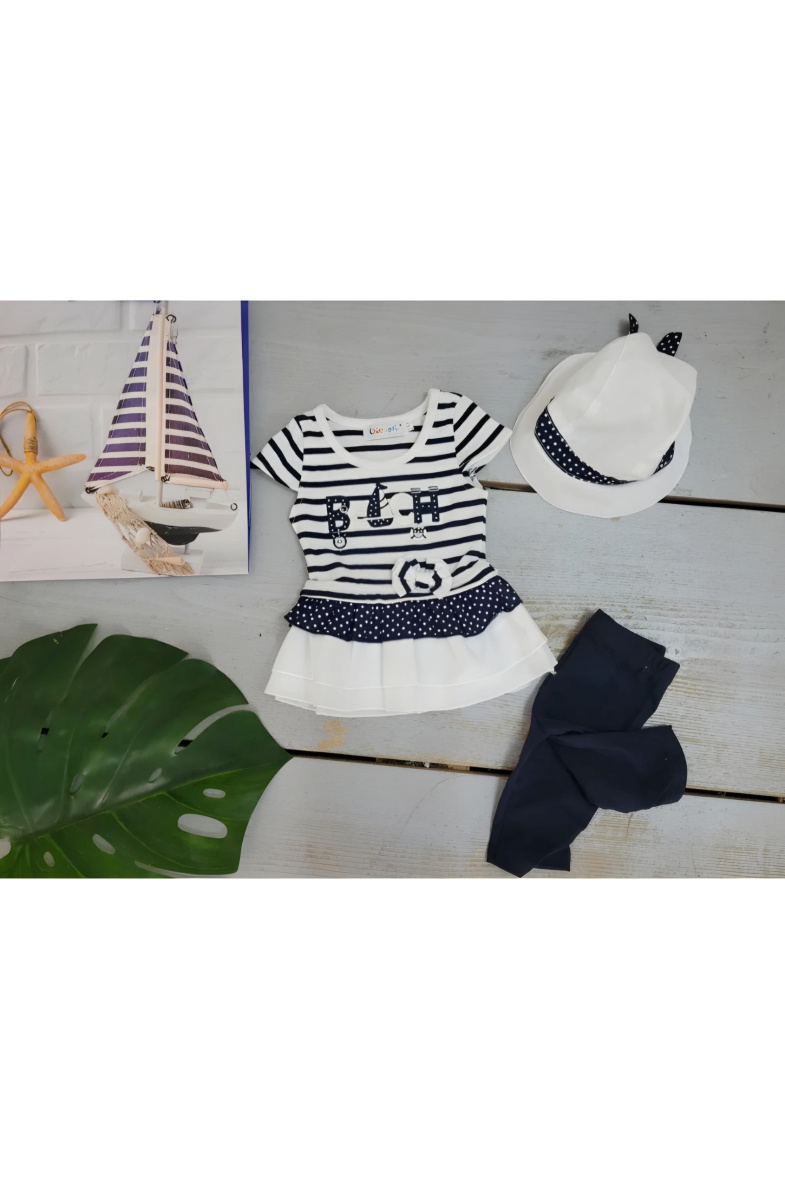 Mayorista Chicaprie - Conjunto bebé niña vestido y legging con gorro