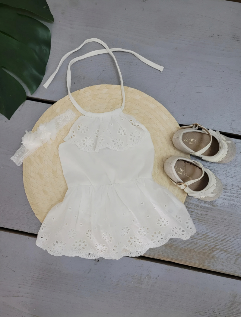 Großhändler Chicaprie - Schlichter Body für Babymädchen, leichter und fließender Kleidungsstil mit Blumenband