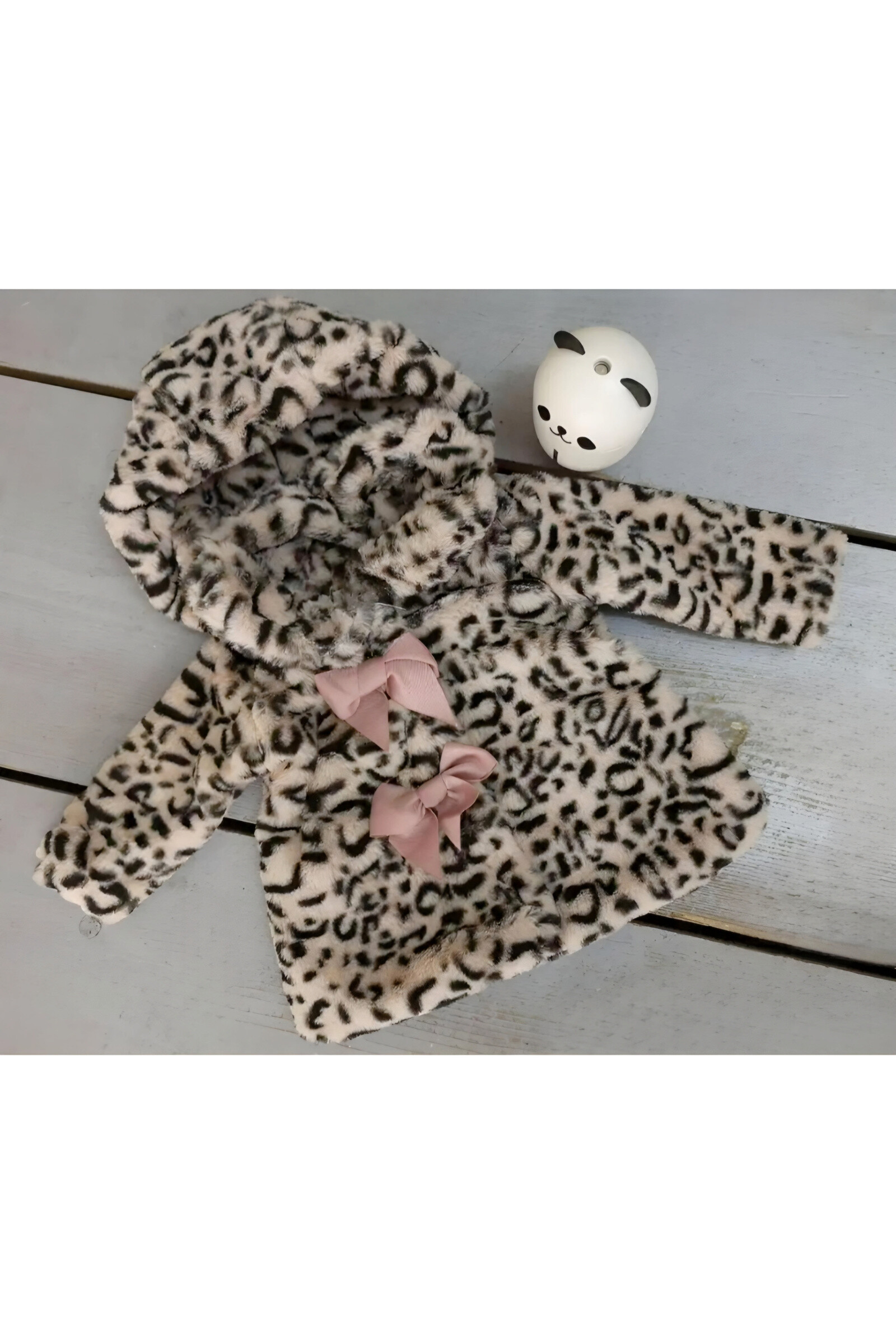 Mayorista Chicaprie - Abrigo Bebé Niña Piel Sintética Leopardo Con Lazos