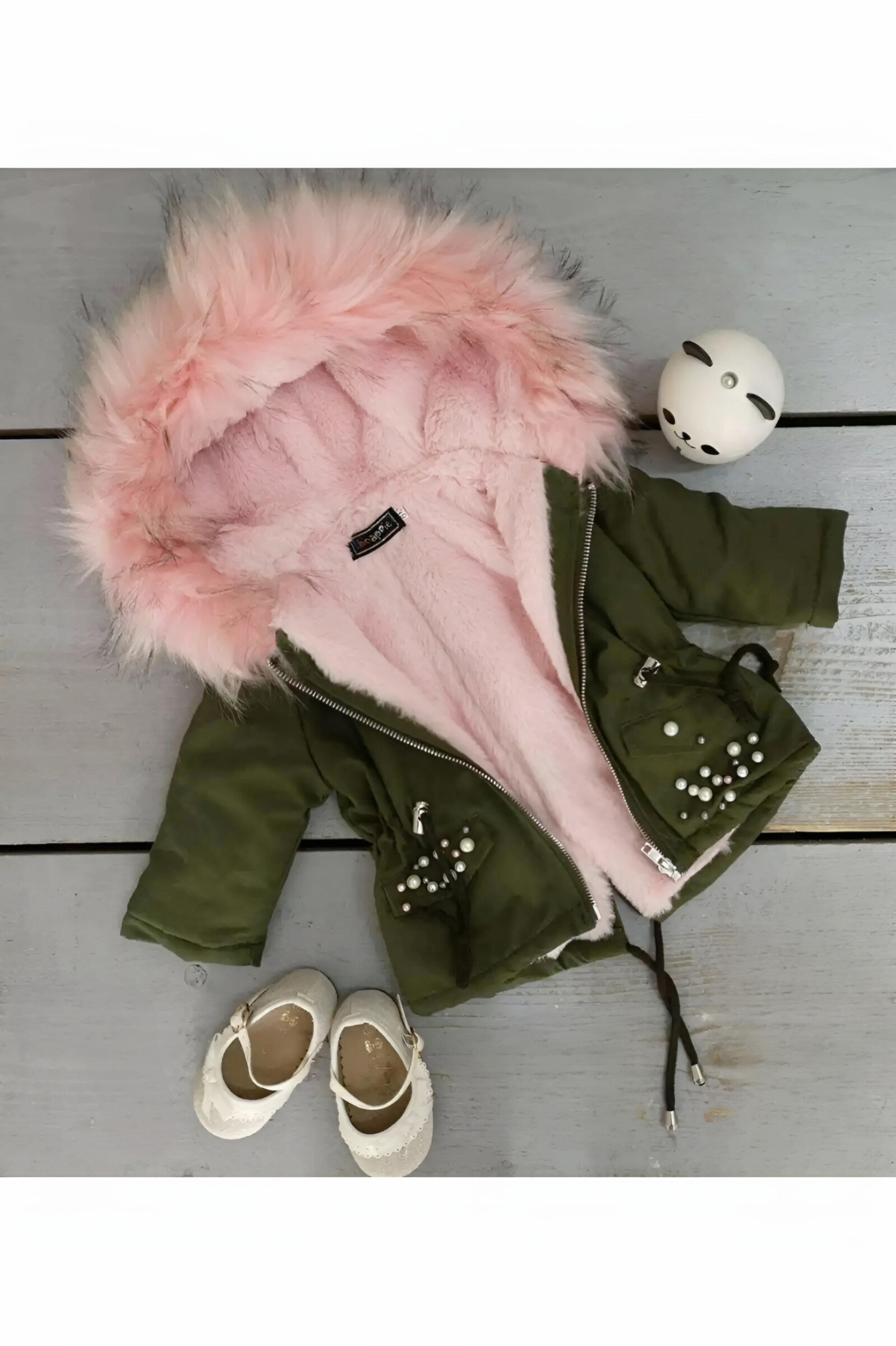 Mayorista Chicaprie - Parka Bebé Niña Perlas Con Capucha Pelo Sintético
