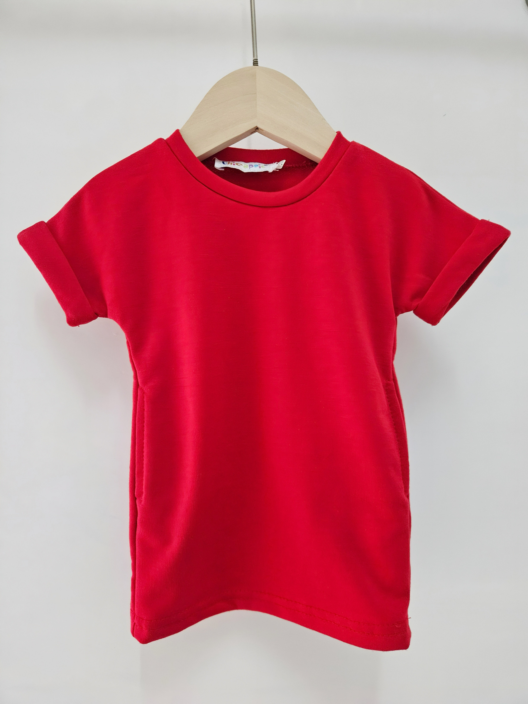 Grossiste Chicaprie - Robe Courte Manches Courtes Unie Bébé Fille