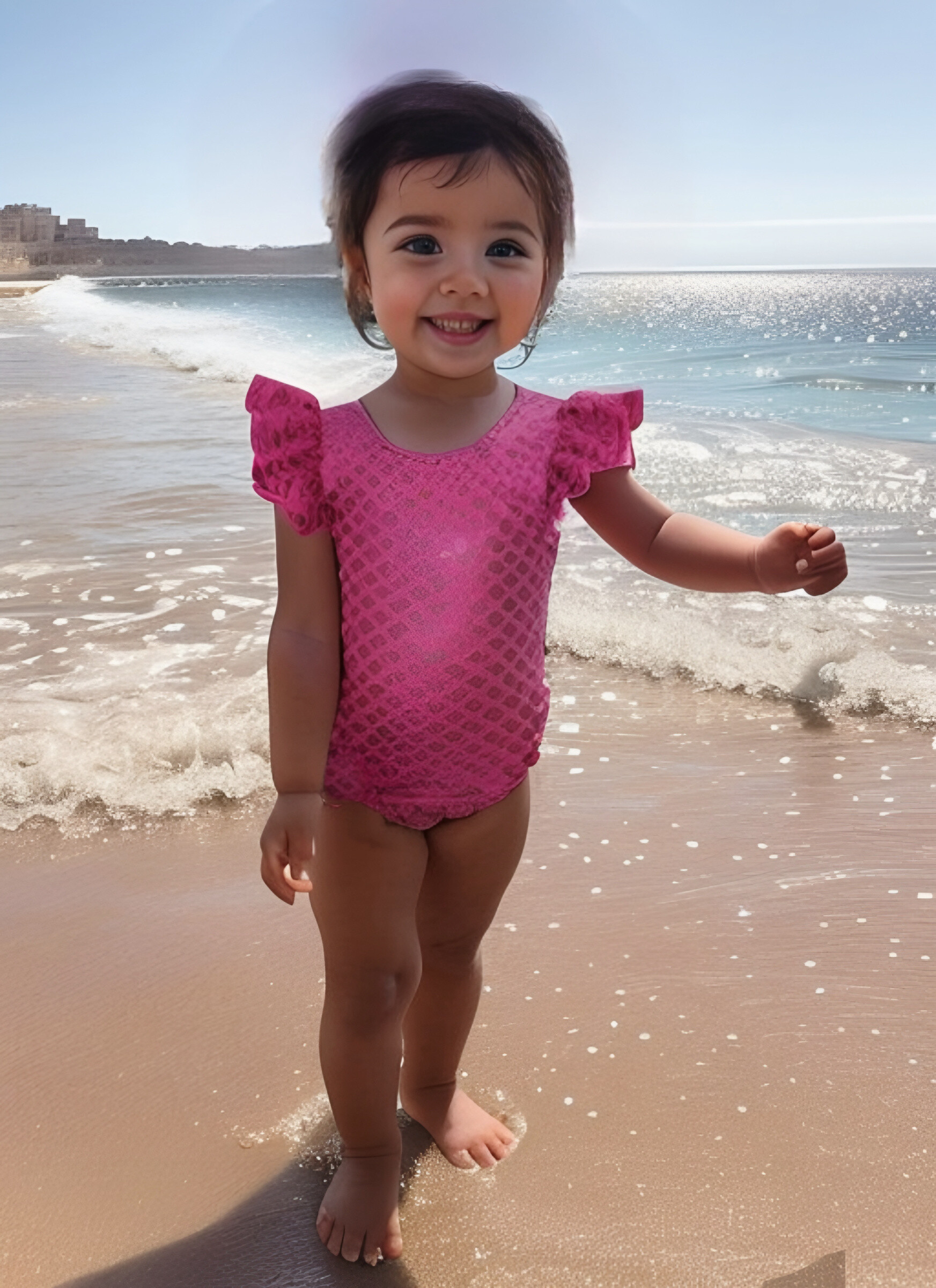 Mayorista Chicaprie - Bañador de una pieza para bebé niña con volante, estampado de peces y gorro de baño