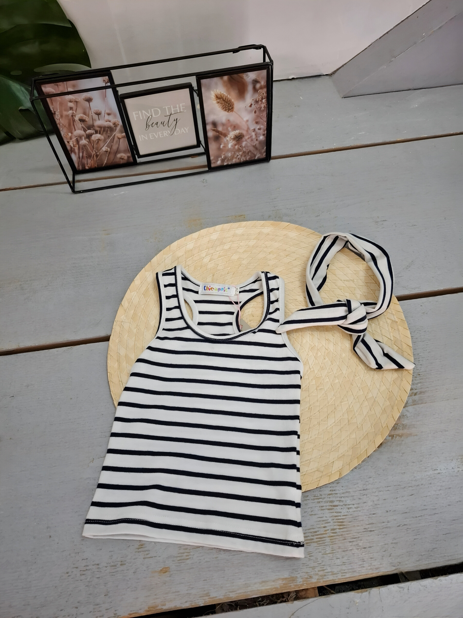 Grossiste Chicaprie - Débardeur A Rayure Ou Uni Avec Bandeau Bébé Fille
