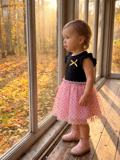 Grossiste Chicaprie - Robe Sans Manche Volant Avec Noeud Et Bas Voilage Pois Bébé Fille Grossiste Chicaprie - Robe Sans Manche Volant Avec Noeud Et Bas Voilage Pois Bébé Fille