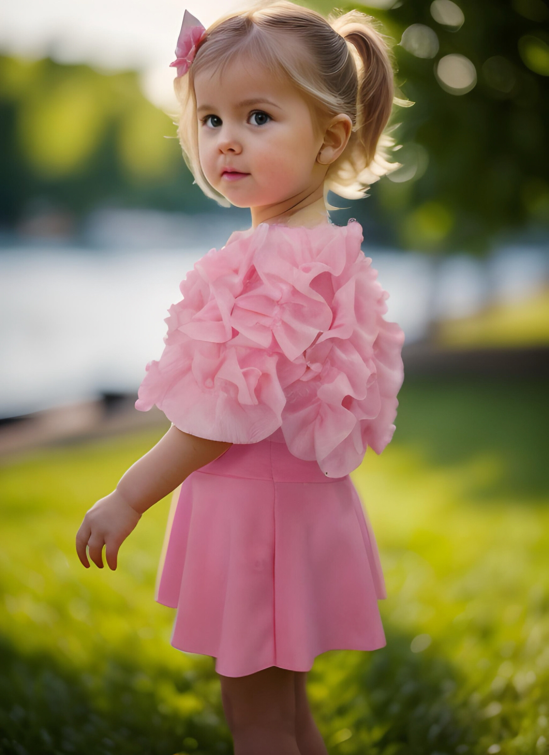 Großhändler Chicaprie - Kurzärmeliges geblümtes Babykleid in Uni-Farbe