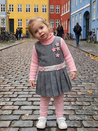 Grossiste Chicaprie - Ensemble Robe Plissée Avec Fleurs Et Haut Manches Longues Maille Côtelé Bébé Fille Grossiste Chicaprie - Ensemble Robe Plissée Avec Fleurs Et Haut Manches Longues Maille Côtelé Bébé Fille
