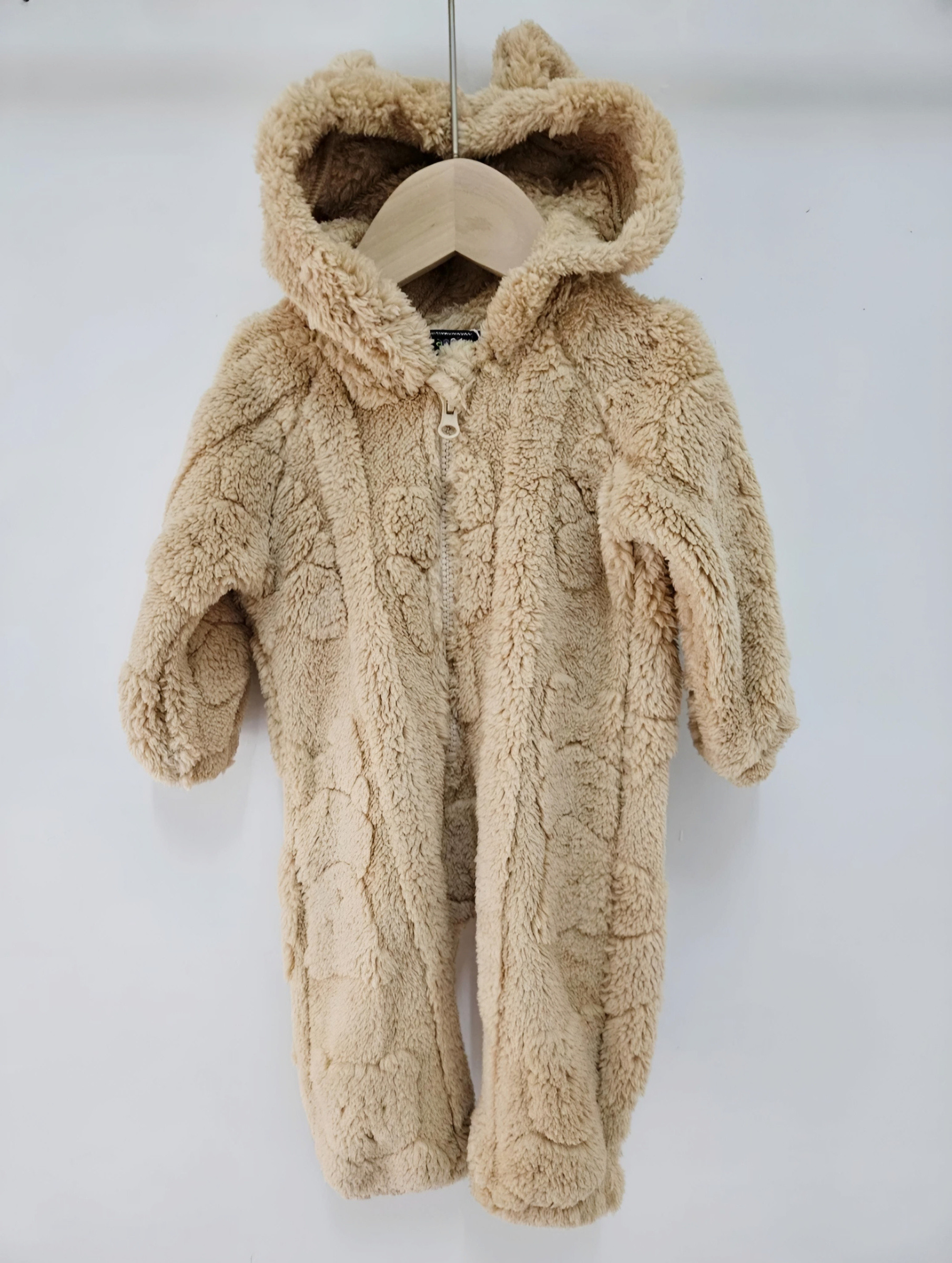 Großhändler Chicaprie - Unisex Baby Kokon Einfarbiger Kunstfell-Overall mit Reißverschluss und Kapuze mit Ohren