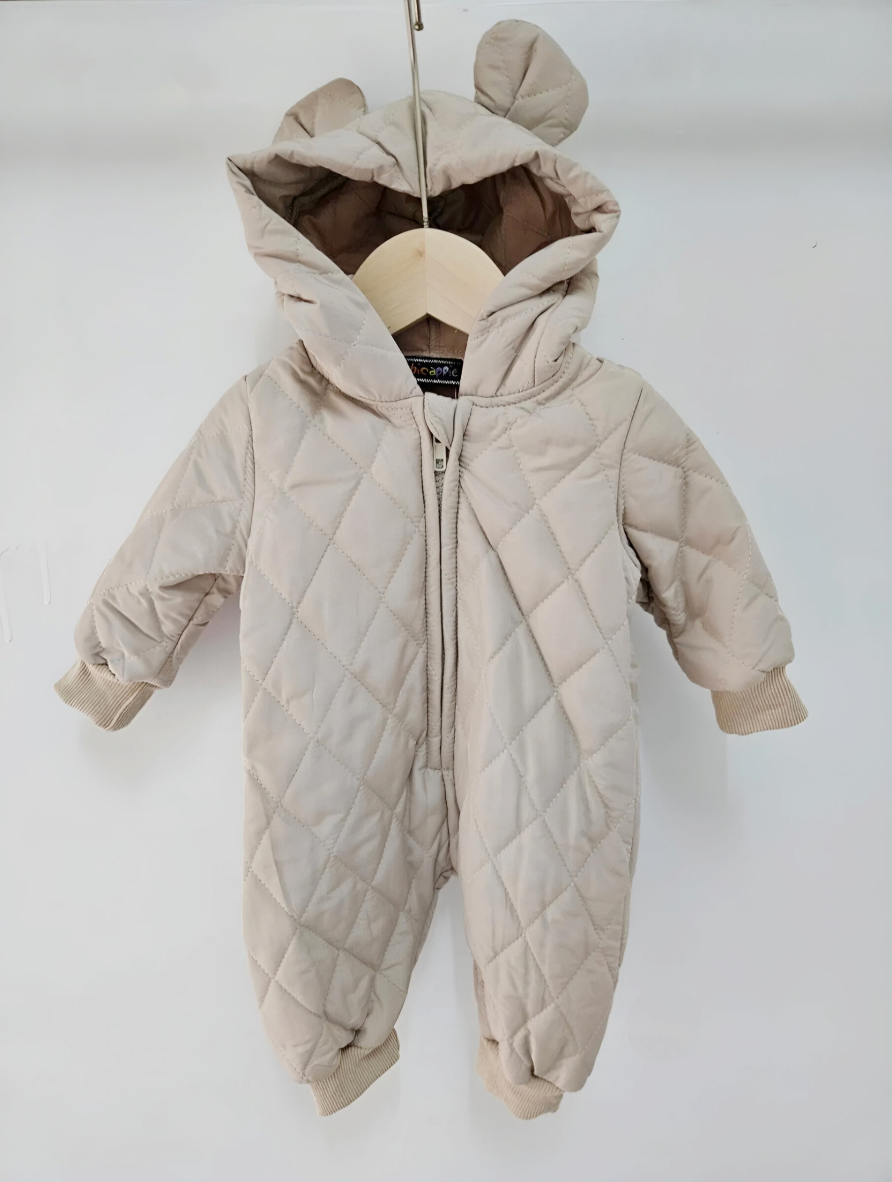 Wholesaler Chicaprie - Plain Quilted Unisex Baby Bear Style Zip Jumpsuit