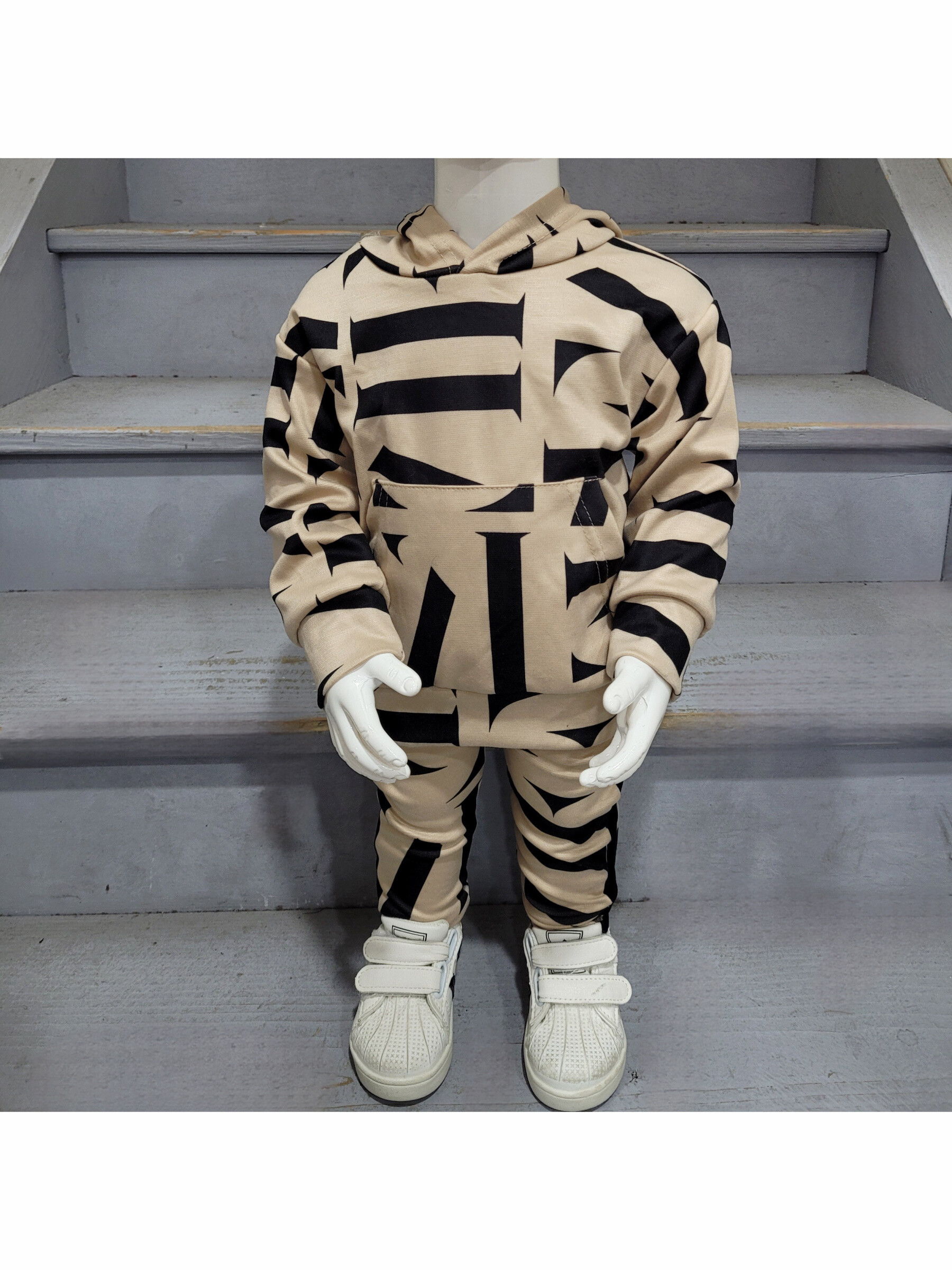 Grossiste Chicaprie - Ensemble Sweat À Capuche Et Pantalon Jogging Imprimé Écriture Sport Bébé Mixte