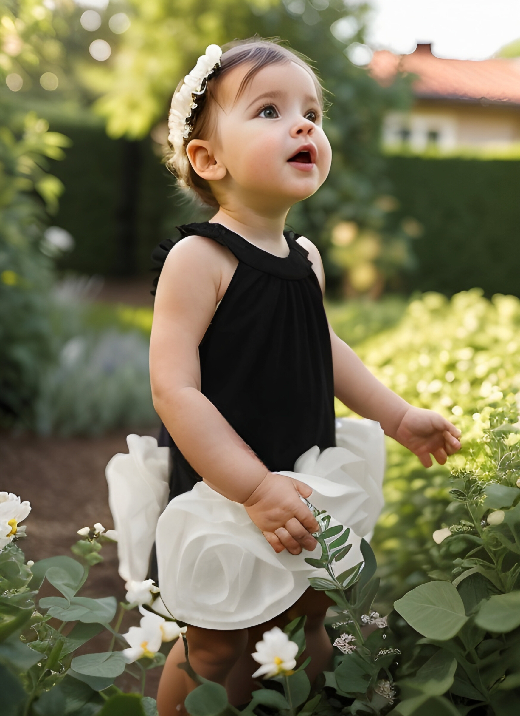Grossiste Chicaprie - Robe Uni Sans Manche Fluide Avec Fleurs Roses En Relief Bébé Fille