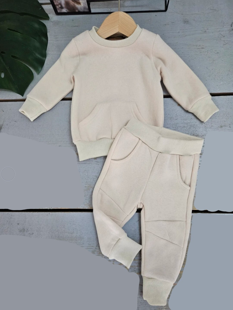 Mayorista Chicaprie - Conjunto deportivo para bebé niño, de felpa, con sudadera y pantalón de chándal de color liso