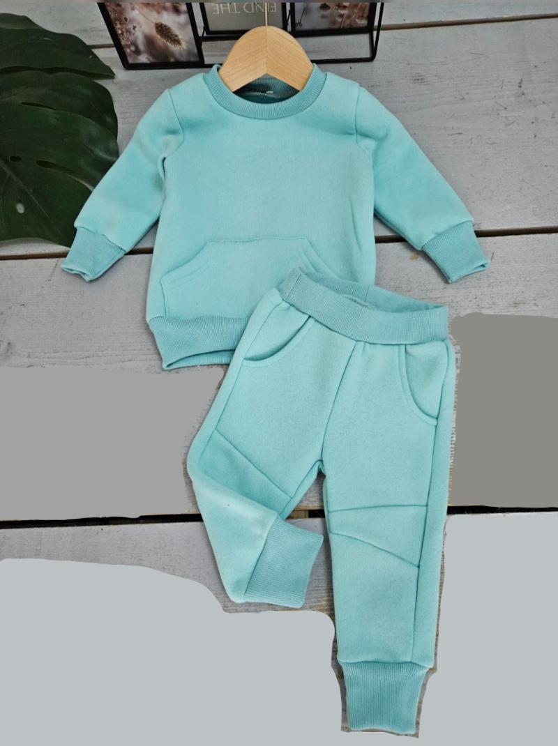 Mayorista Chicaprie - Conjunto deportivo para bebé niño, de felpa, con sudadera y pantalón de chándal de color liso