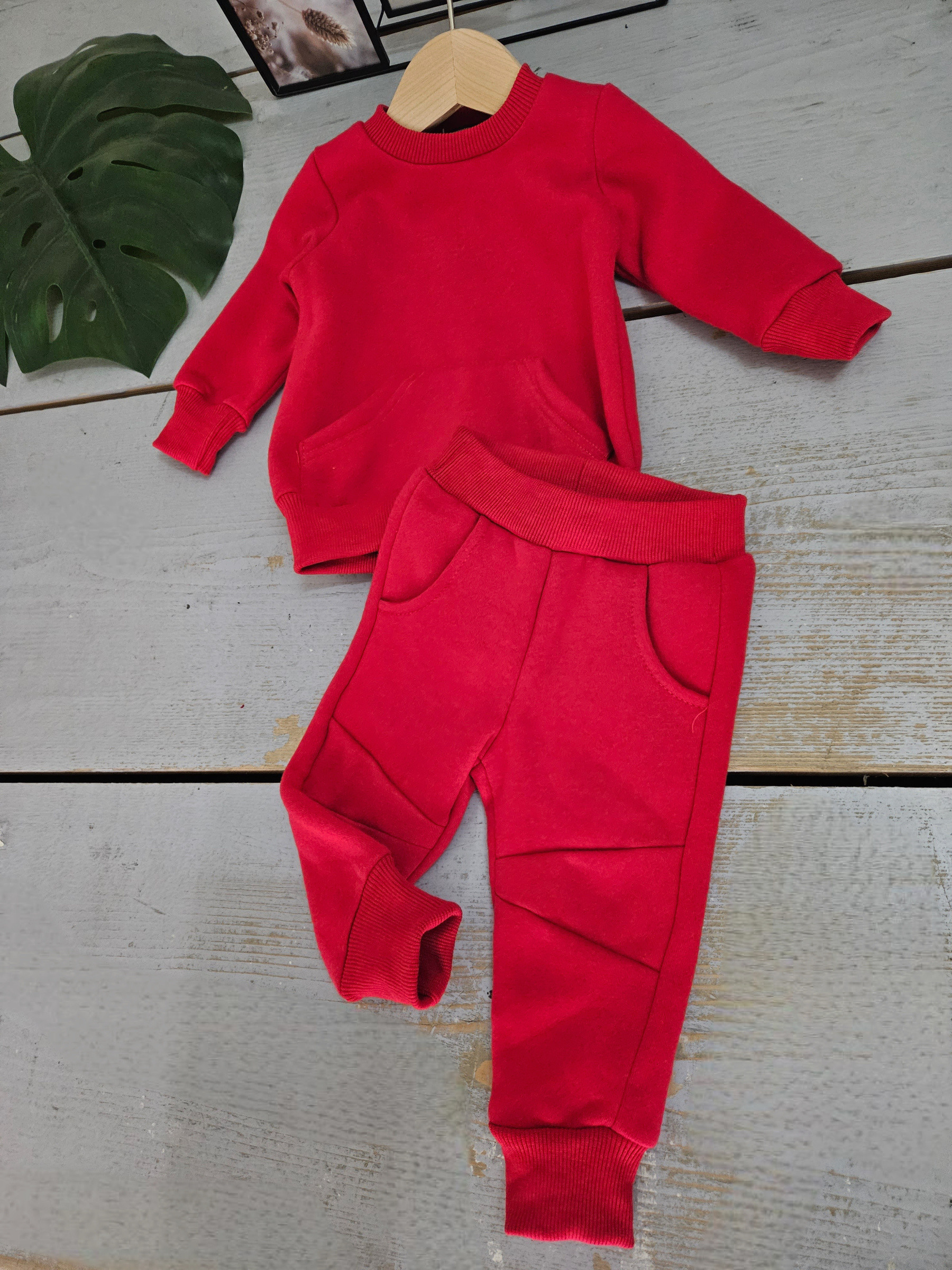 Grossiste Chicaprie - Ensemble Sweat Pull Et Jogging Uni Intérieur Molleton Sport Bébé Garçon