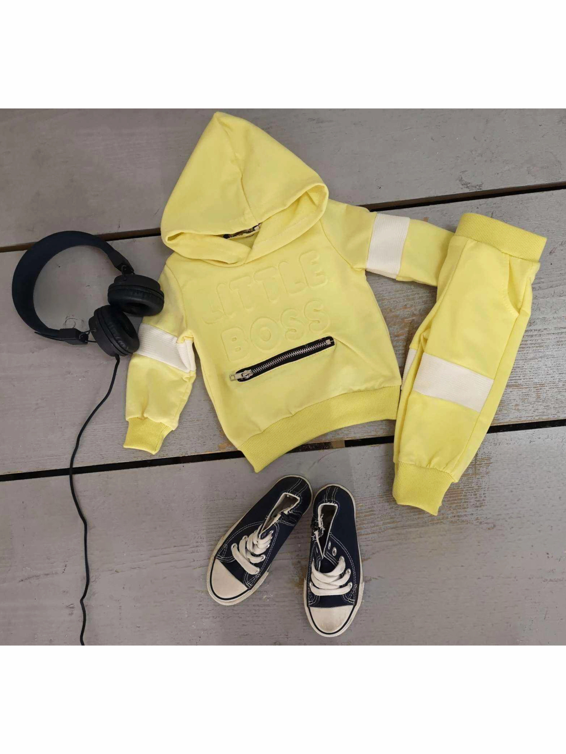 Grossiste Chicaprie - Ensemble Sweat Capuche Poche Centrale Zip Et Jogging Sport Bébé Garçon