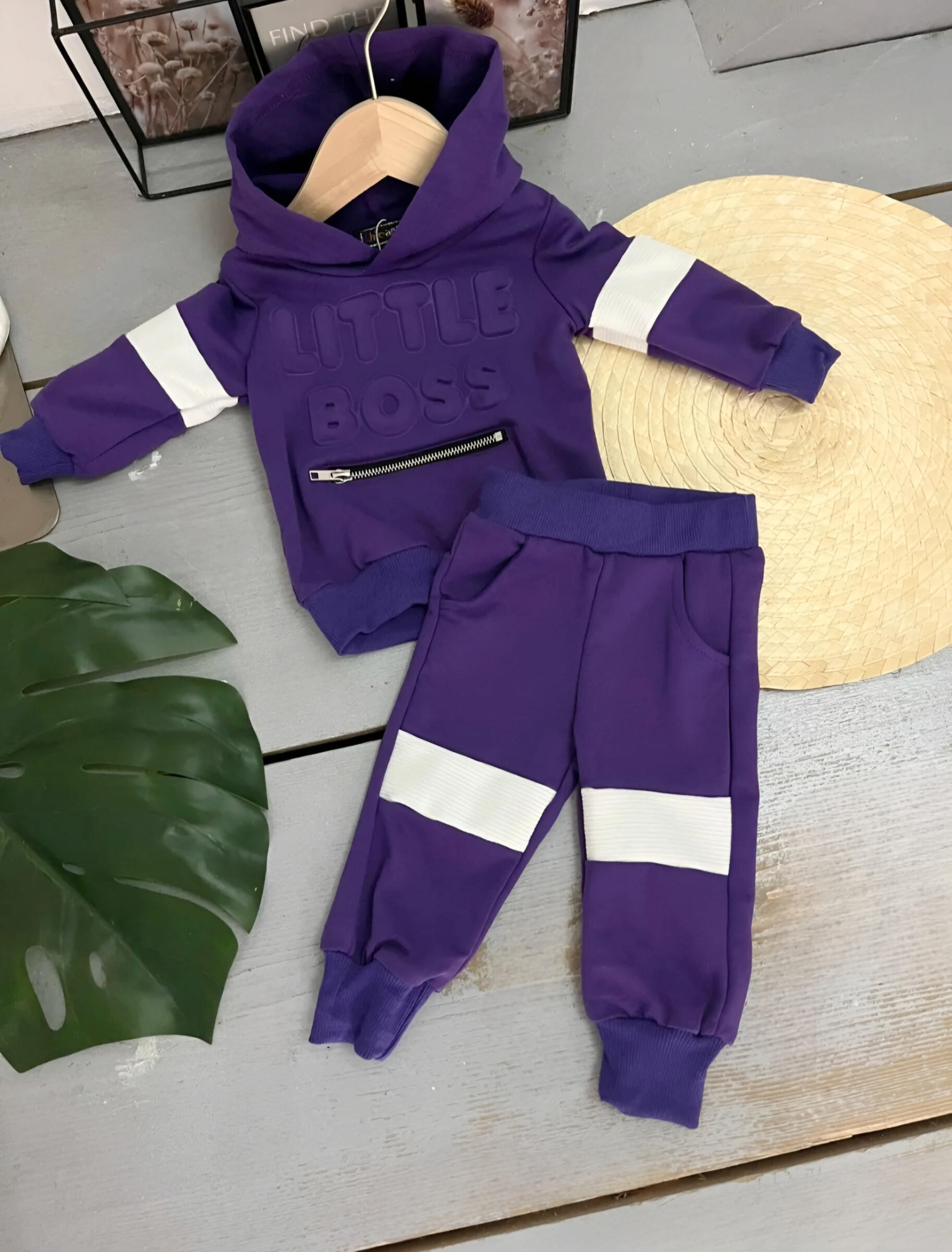 Grossiste Chicaprie - Ensemble Sweat Capuche Poche Centrale Zip Et Jogging Sport Bébé Garçon