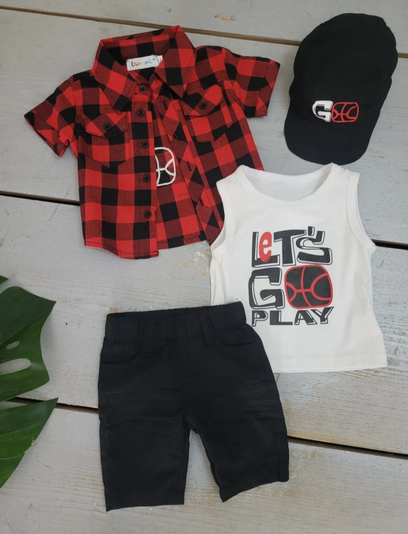Großhändler Chicaprie - Set aus Hemd und kurzer Hose für Jungen