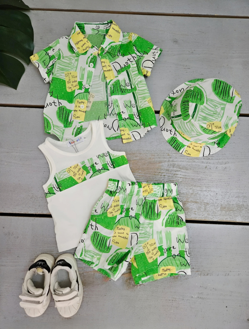Großhändler Chicaprie - Buntes Hemd und Shorts stellen Muster und Schriften mit Bob Baby Boy ein