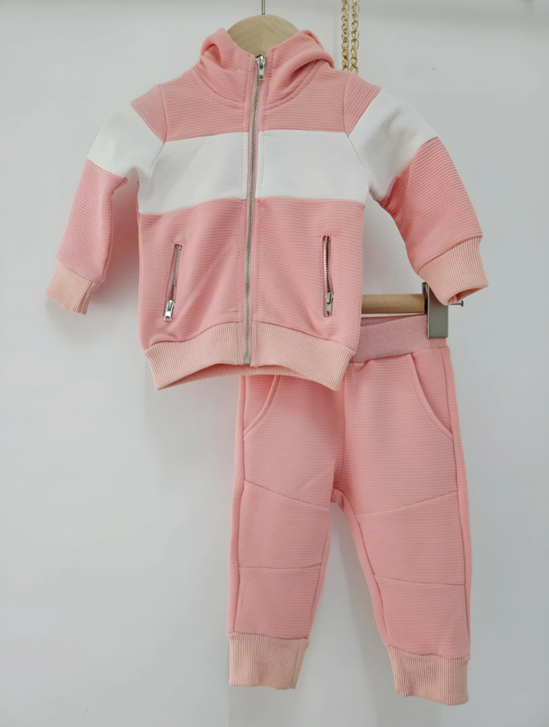 Grossiste Chicaprie - Ensemble Sweat Zip Avec Bande Centrale Et Jogging Sport Bébé Garçon
