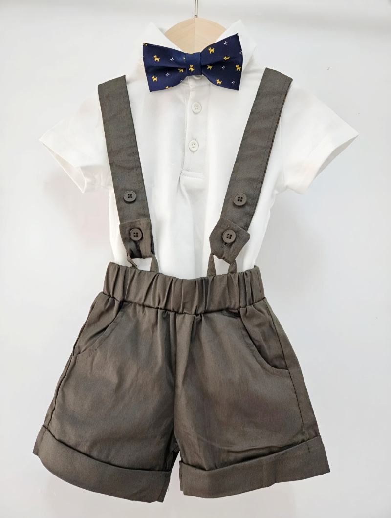 Wholesaler Chicaprie - T-shirt pimples and overalls with baby boy bow