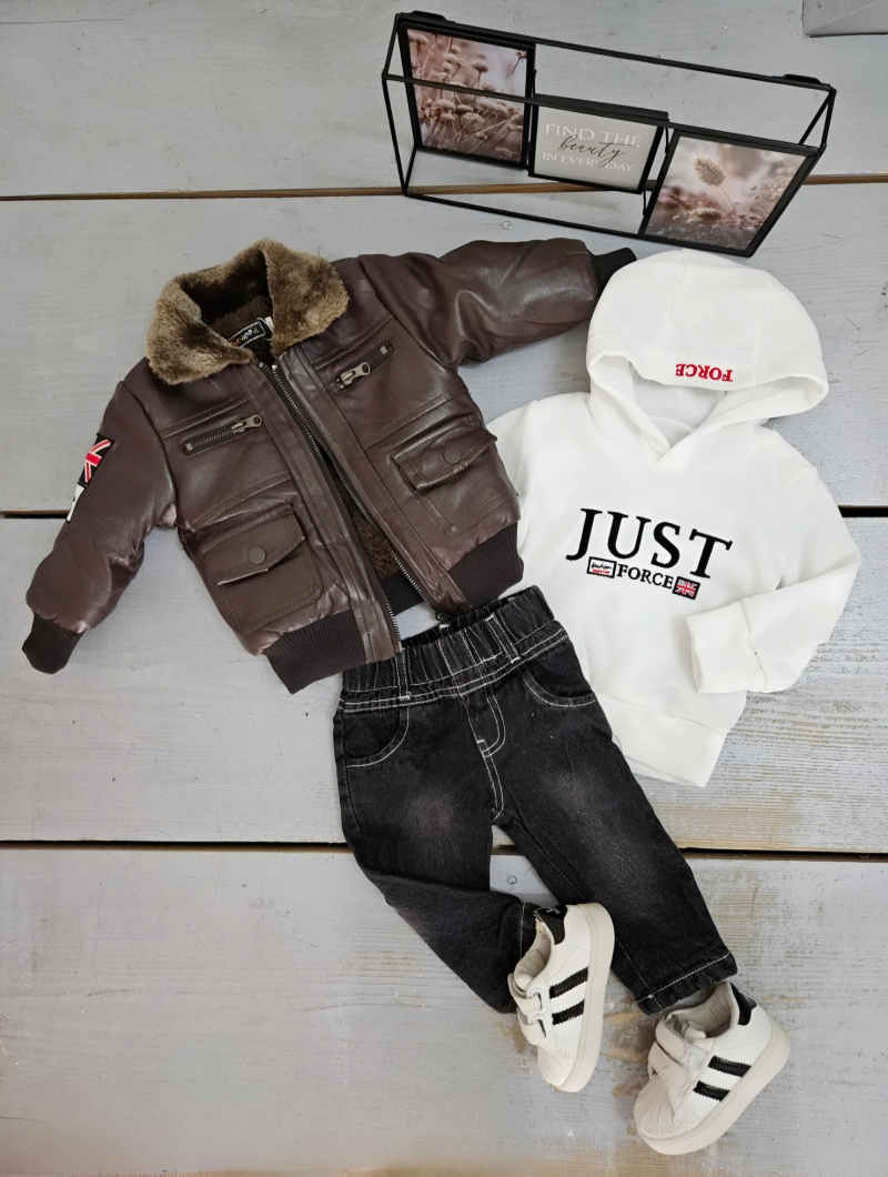 Großhändler Chicaprie - Set aus Sweatshirt und Jeans im Aviator-Stil für Babys