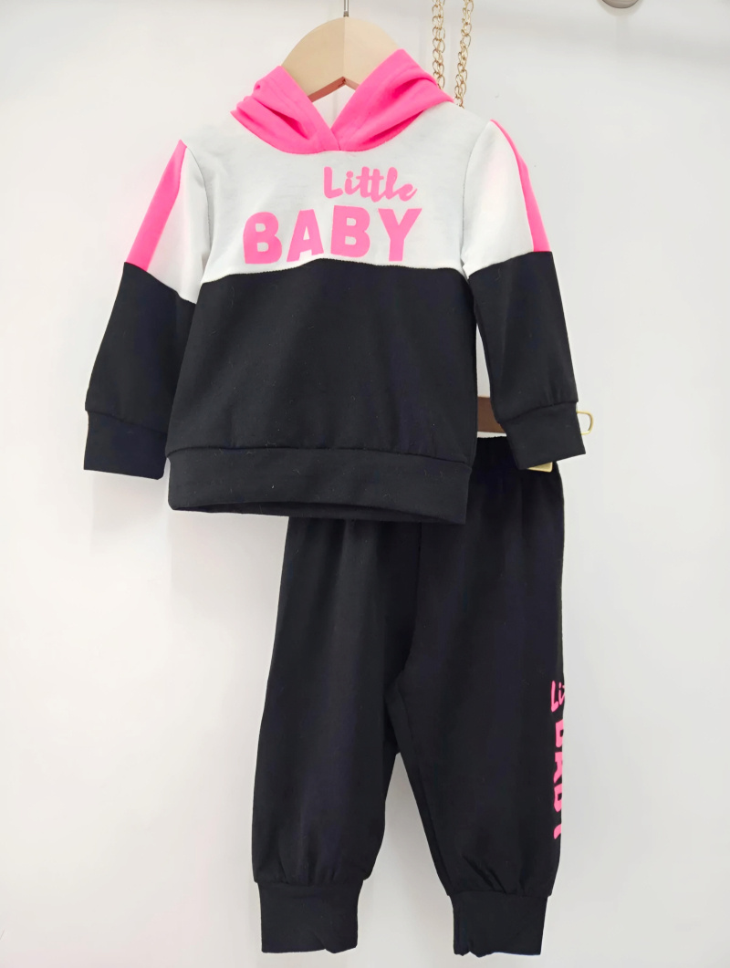 Grossista Chicaprie - Felpa con cappuccio "Little Baby" e jogging di sport per bambini misti