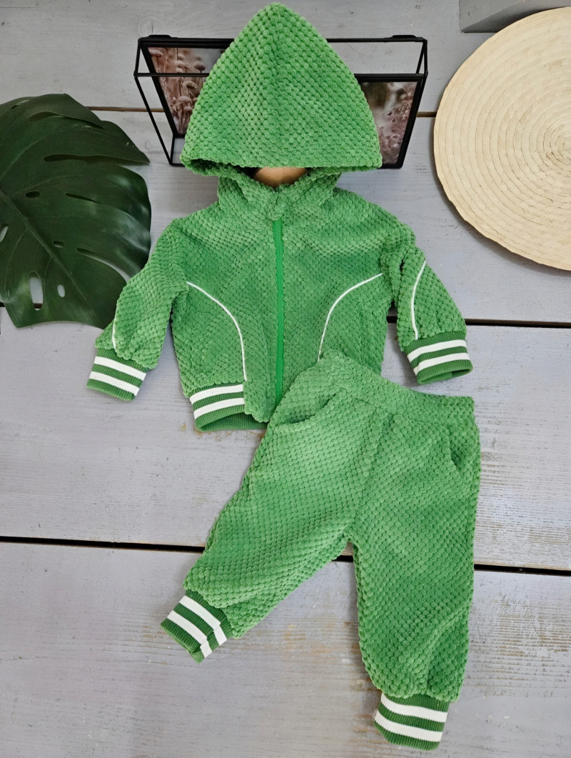 Mayorista Chicaprie - Conjunto deportivo unisex para bebé con chaleco con capucha y pantalones de jogging, liso con relieve