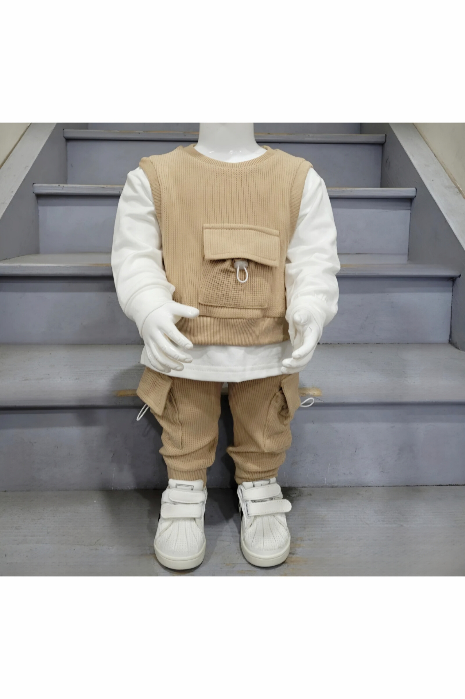 Mayorista Chicaprie - Conjunto Bebé Niño Jersey Bimateria Liso Textura y Pantalón Cómodo Deportivo