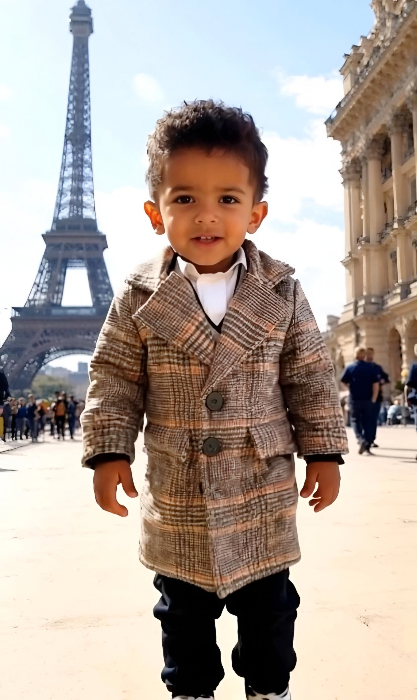 Wholesaler Chicaprie - Striped and checked trench coat with buttons for baby boy