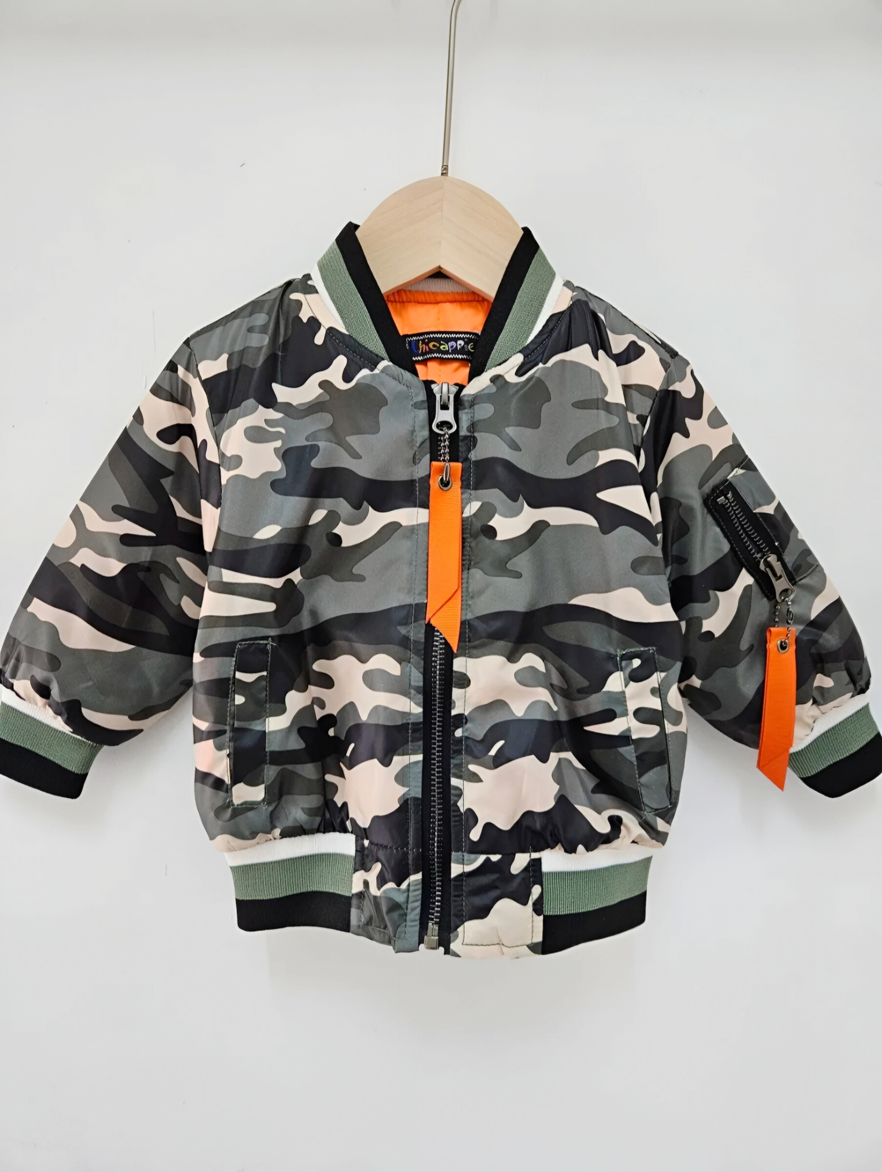 Mayorista Chicaprie - Chaqueta bomber estilo camuflaje con cremallera y bolsillo en la manga para bebés unisex
