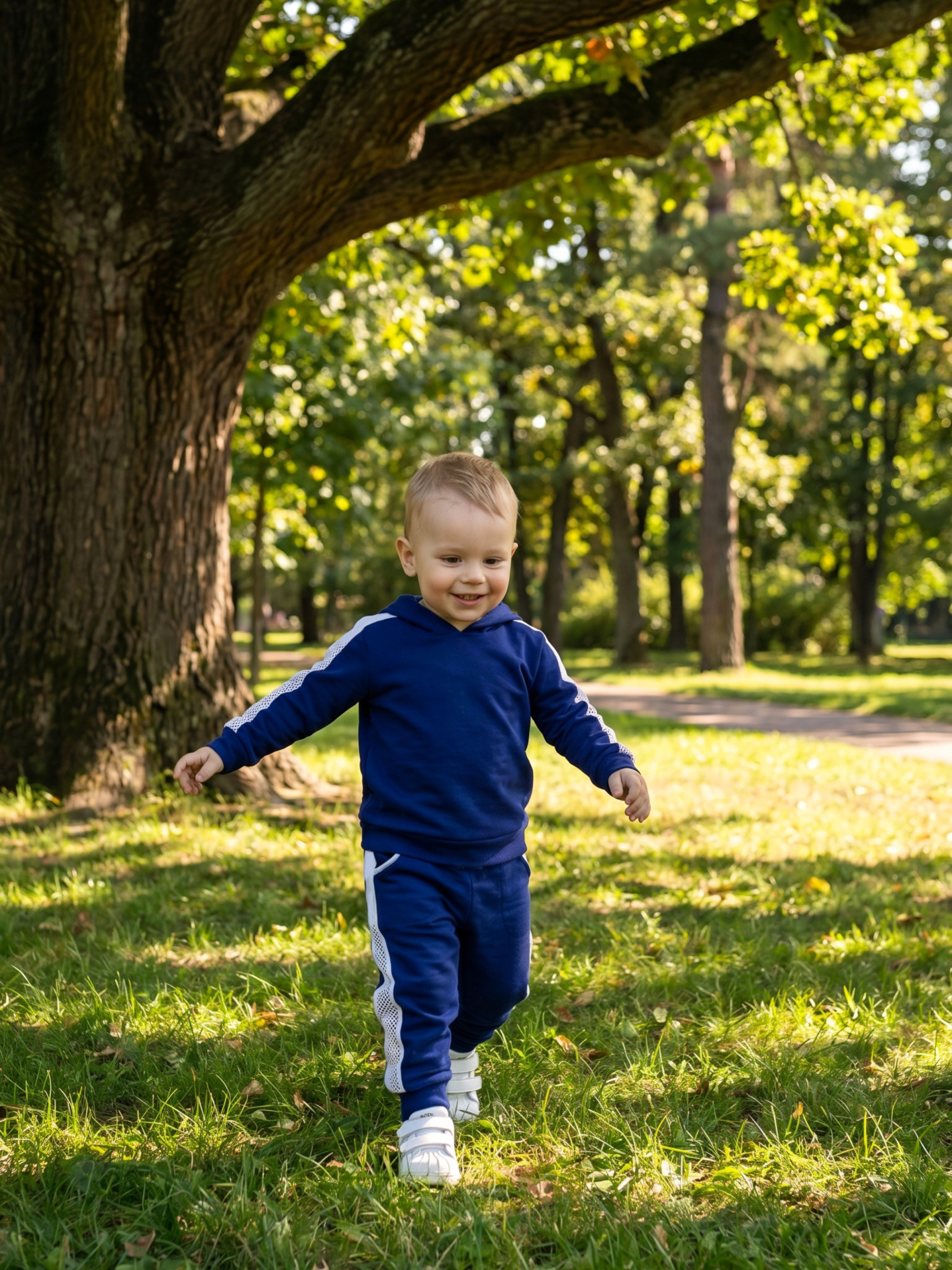 Grossiste Chicaprie - Ensemble Sweat À Capuche Et Jogging Sport Uni Avec Bandes Aération Bébé Garçon