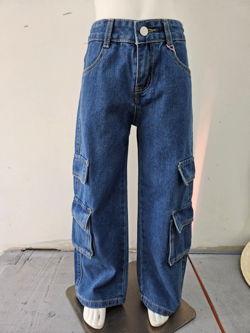 Grossiste Chicaprie - Jean Uni Cargo Oversize Fille