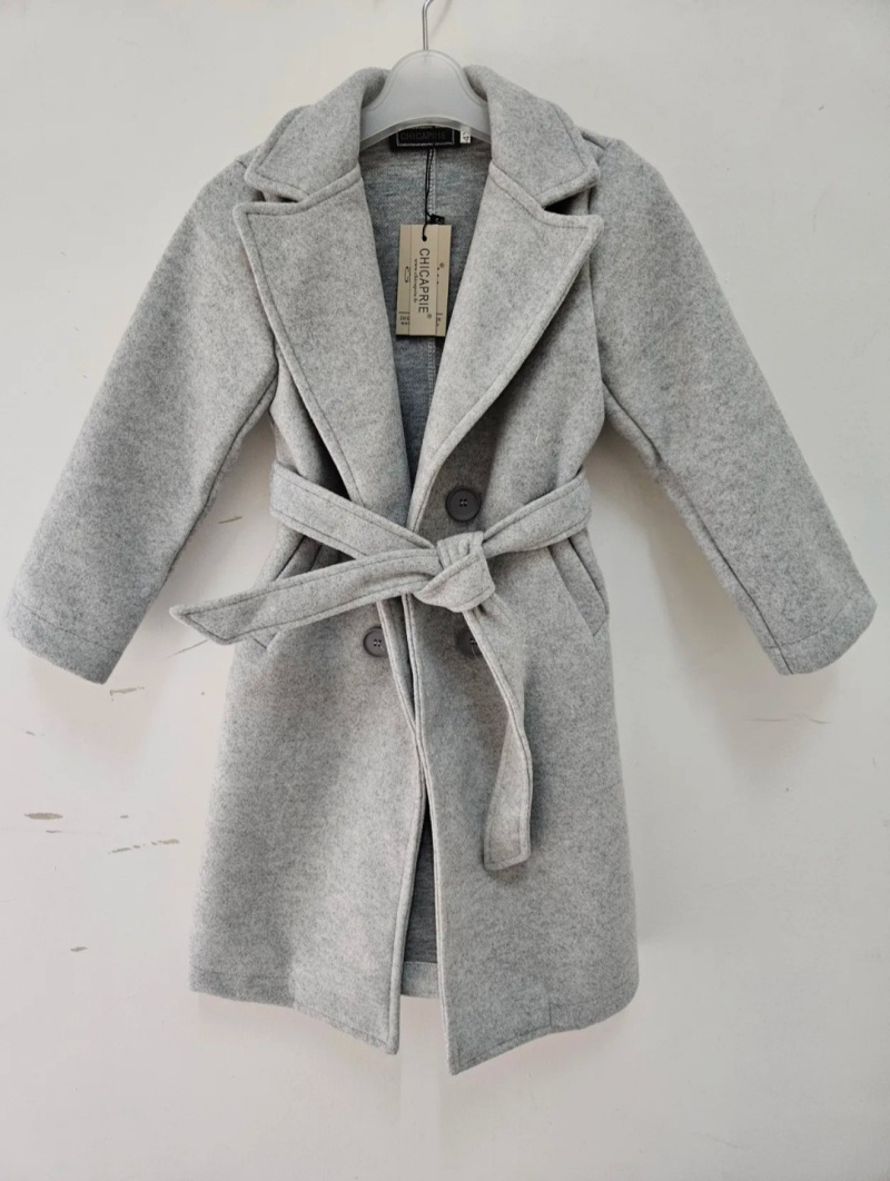 Grossiste Chicaprie - Manteau Trench Coat Uni Daim Ceinture Classique Ville Manches Longues Fille