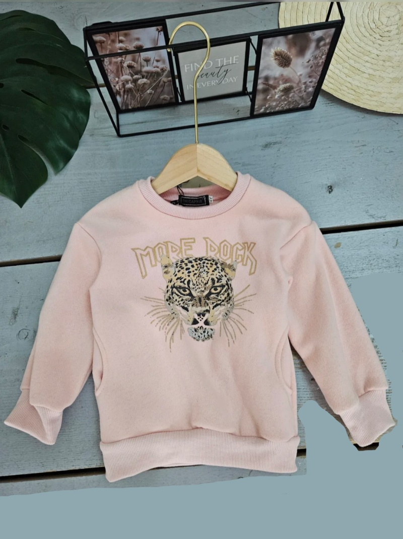 Mayorista Chicaprie - Long-sleeved sweater with a leopard head print and urban rock style for girls