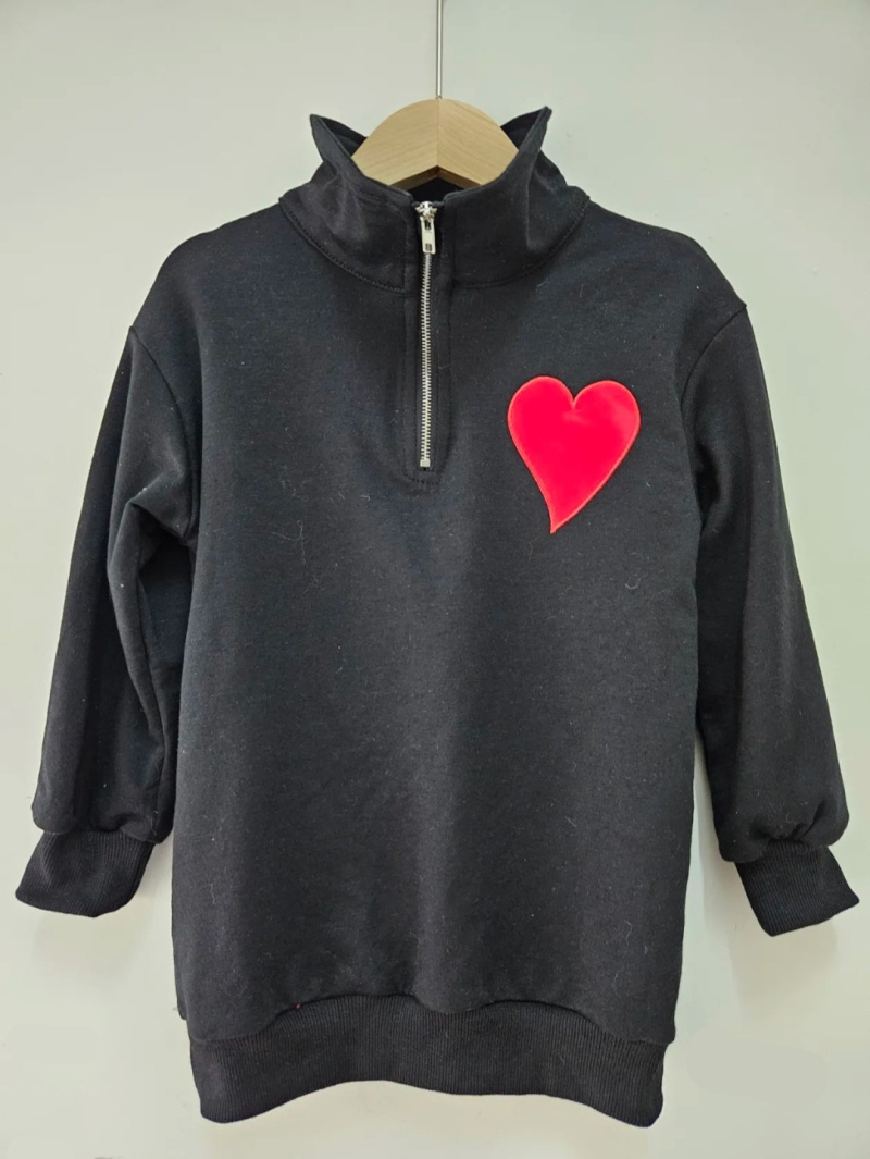 Grossiste Chicaprie - Pull Uni Manches Longues Coeur Et Zip Street Art Fille
