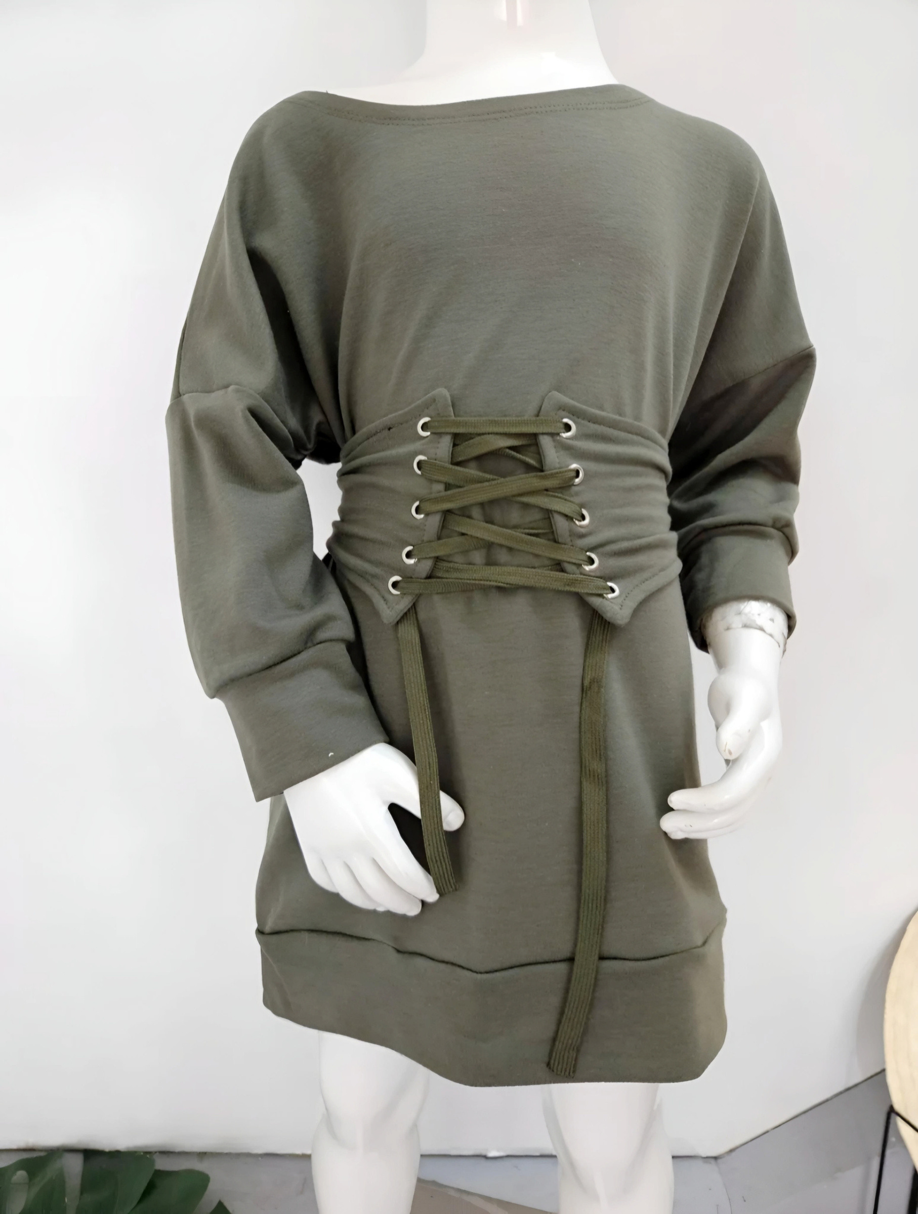 Grossiste Chicaprie - Top Long Uni Manches Longues Fluide Classique Avec Ceinture A Lacets Fille