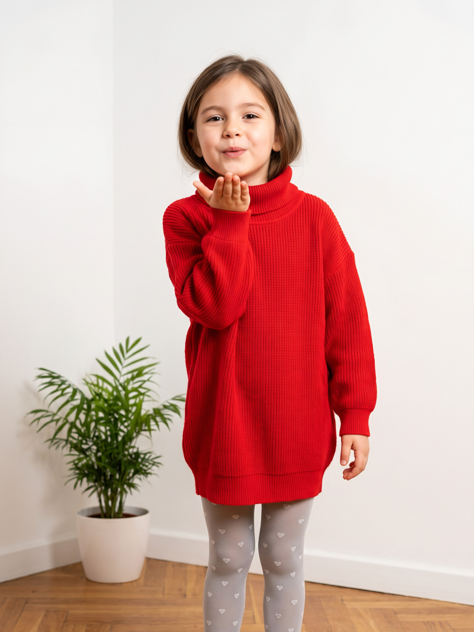 Wholesaler Chicaprie - Long Sleeve Ribbed Knit Turtleneck Oversized Urban Cocoon Sweater for Girls