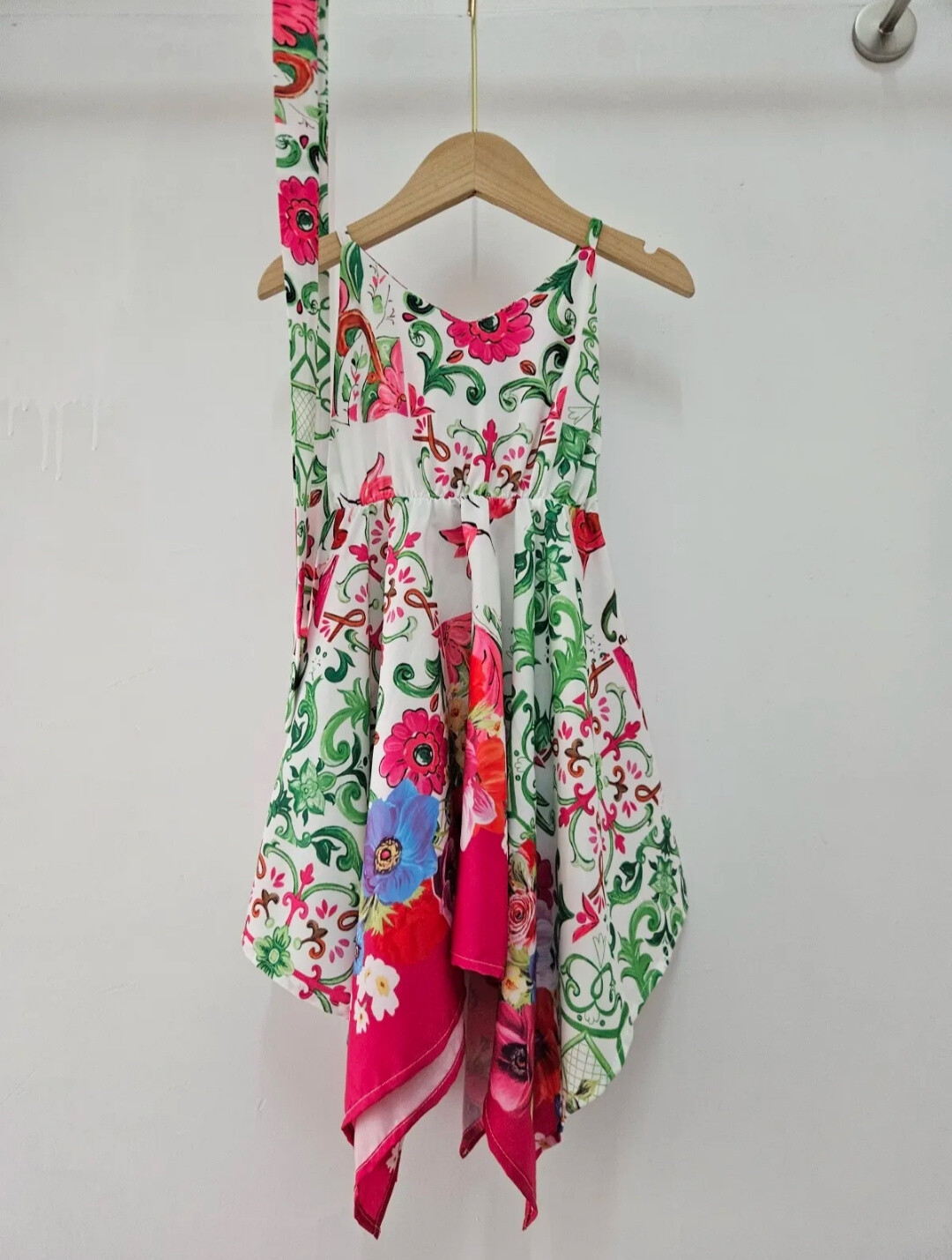 Wholesaler Chicaprie - Dress With Straps Featuring Ornamental And Floral Patterns, Flowy And Light, For Girls