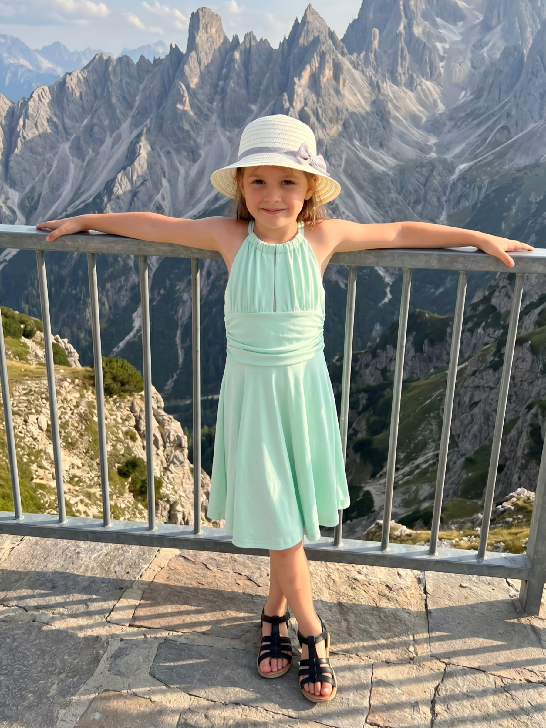 Grossiste Chicaprie - Robe Unie Fluide Et Légère Avec Dos Nu Et Ouverture Centre Fille