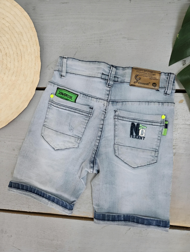 Pantaloncini di jeans con bottoni colorati e orlo sfilacciato per ragazza - Blu Chiaro - 2 - formato grande