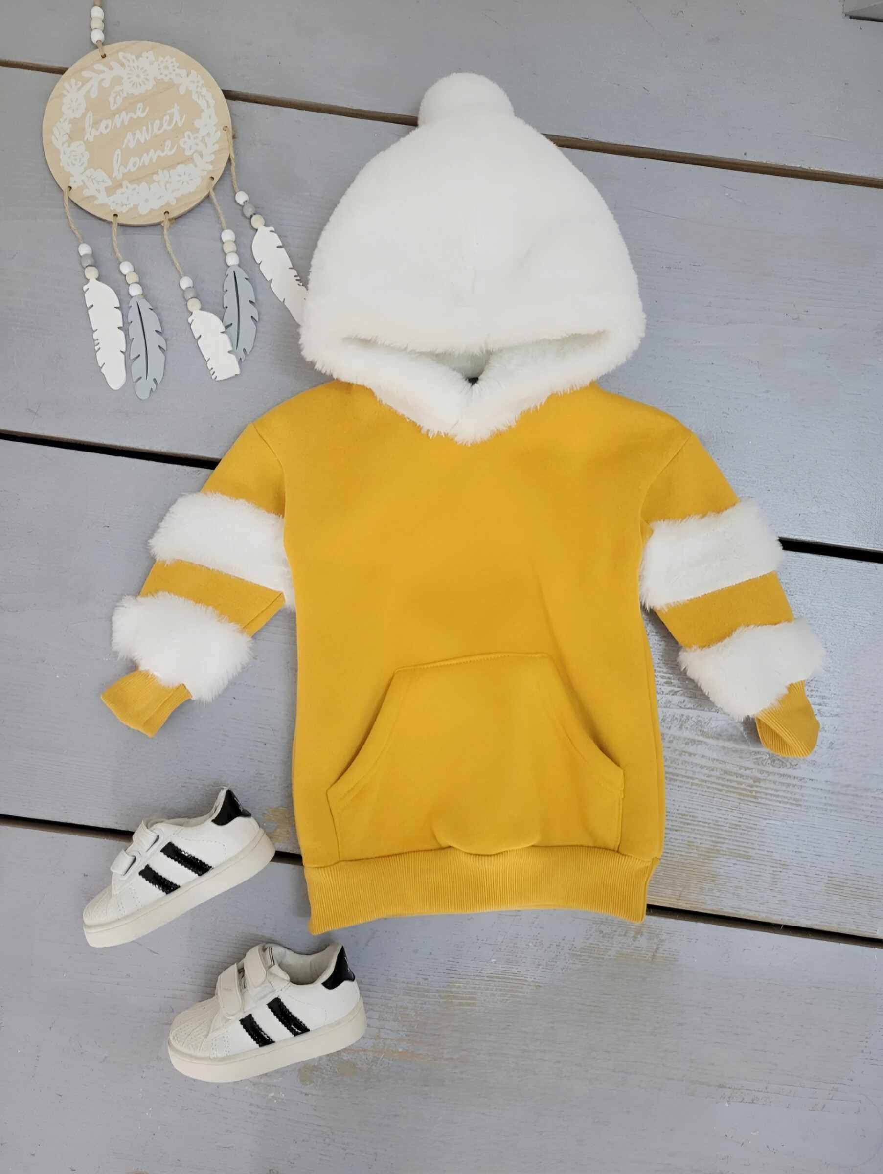 Grossiste Chicaprie - Sweat A Capuche Faux Fourrure Uni Fête Fille