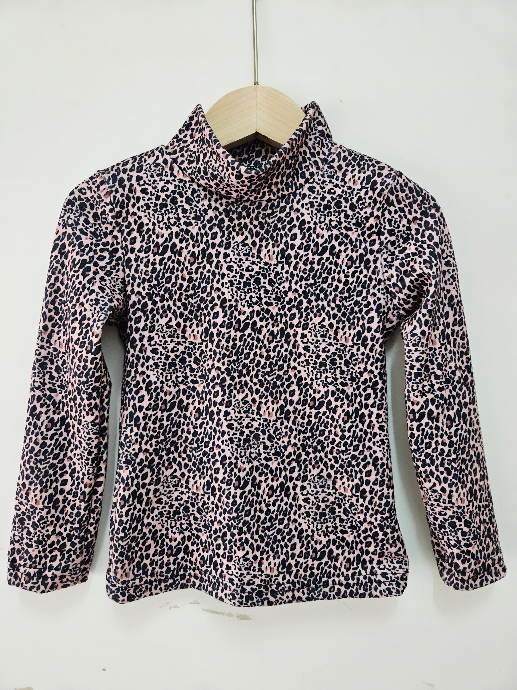 Wholesaler Chicaprie - Girls' classic leopard print high-neck long sleeve top