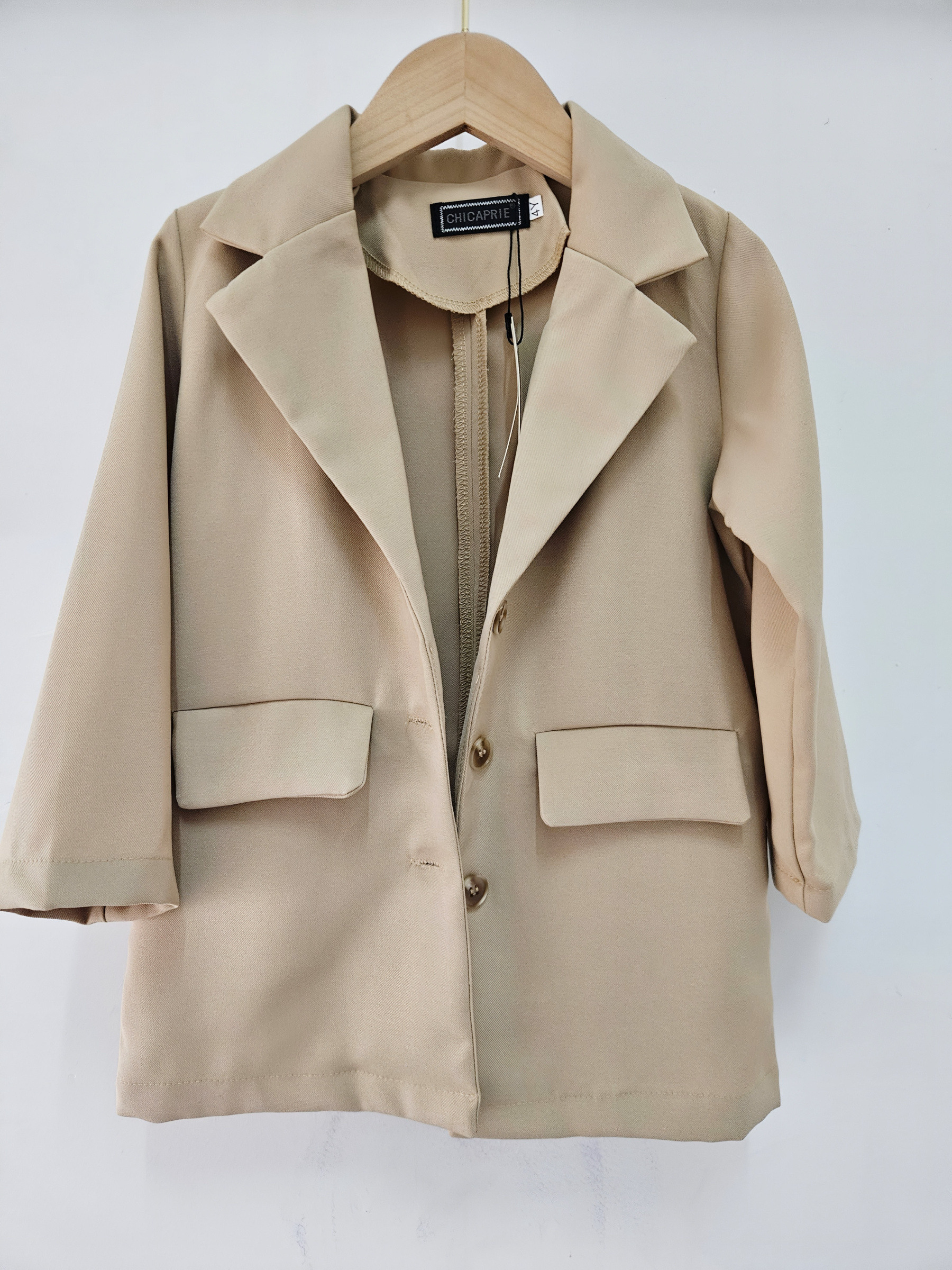 Großhändler Chicaprie - Einfarbiger Blazer mit Knöpfen, fließend und leicht für Mädchen