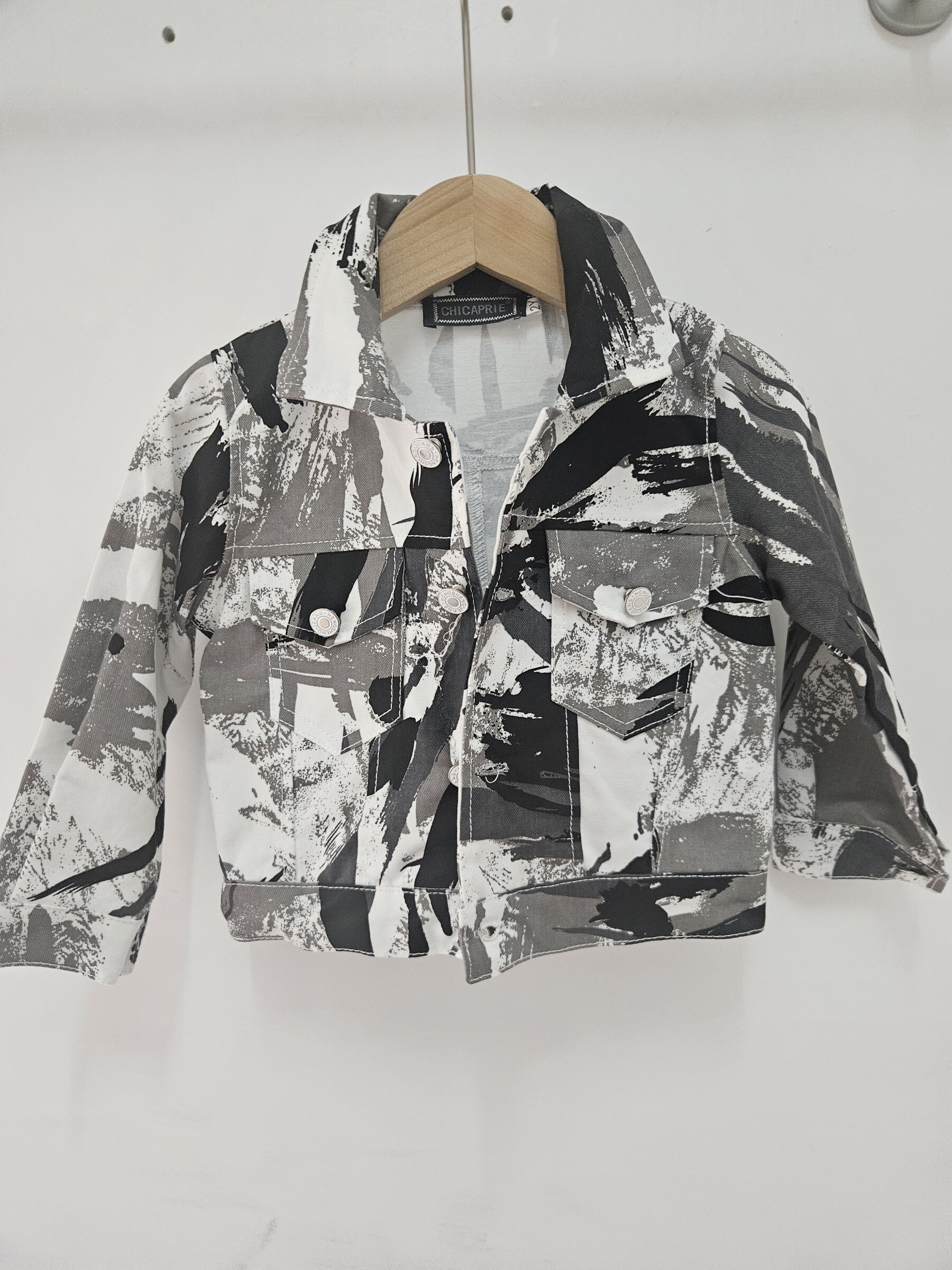 Wholesaler Chicaprie - Jean Style Blazer Jacket with Graphic Theme Buttons Urban Streetwear Boy