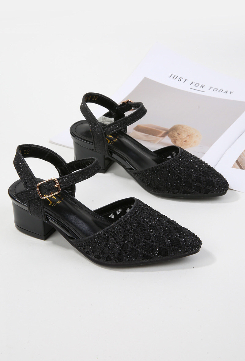 Grossiste Cink Me - Sandales à talonnette en résille transparente et PU brillant avec boucle cheville ajustable
