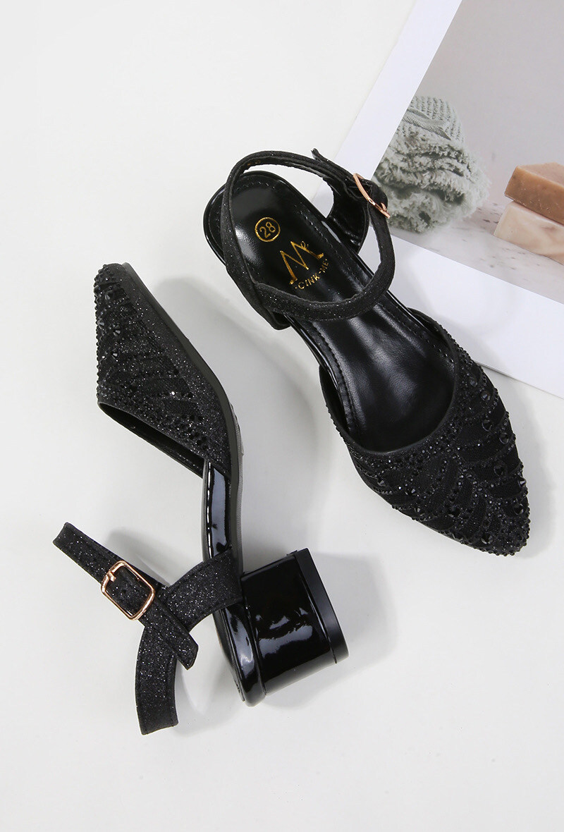Grossiste Cink Me - Sandales à talonnette en résille transparente et PU brillant avec boucle cheville ajustable