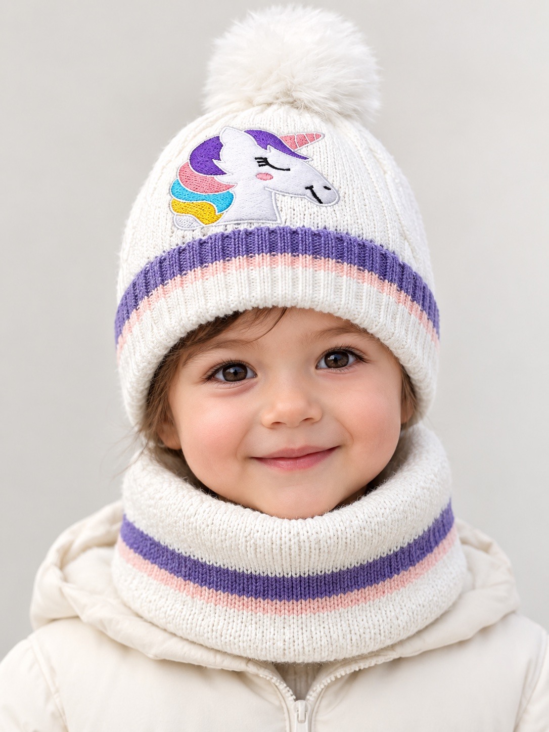Grossiste DH DIFFUSION - Bonnet Cache cou Ensemble Enfant - Licorne